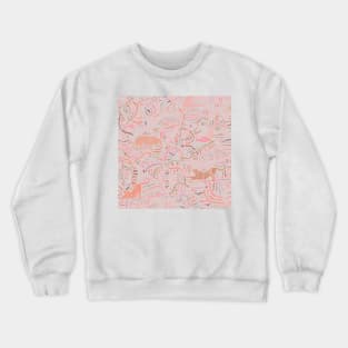 Boho Big Cats in Pink Crewneck Sweatshirt